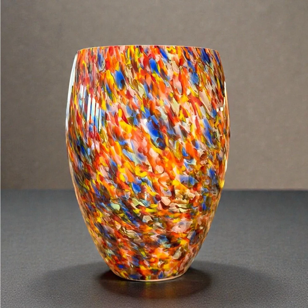 Vintage Kamei Murano Style Hand Blown Art Glass Lamp Shade 2 in Fitter Confetti